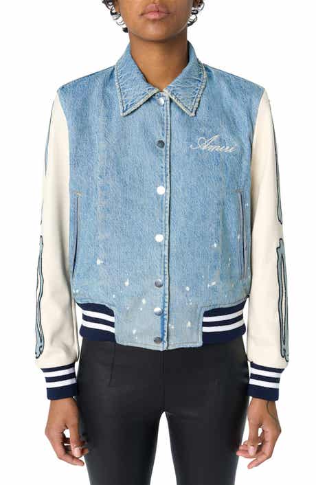 AMIRI Bones Mixed Media Varsity Jacket