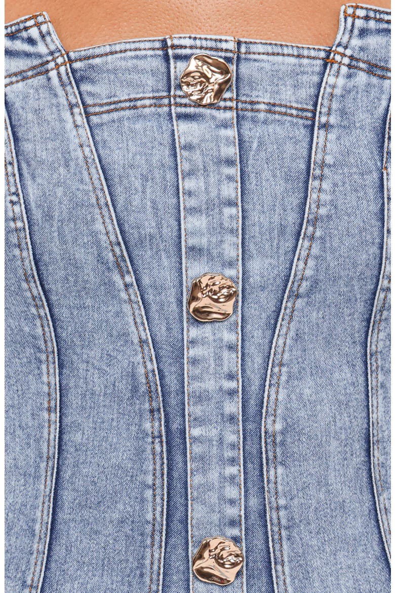 Katie Button Front Maxi Dress, Alternate, color, MED DENIM