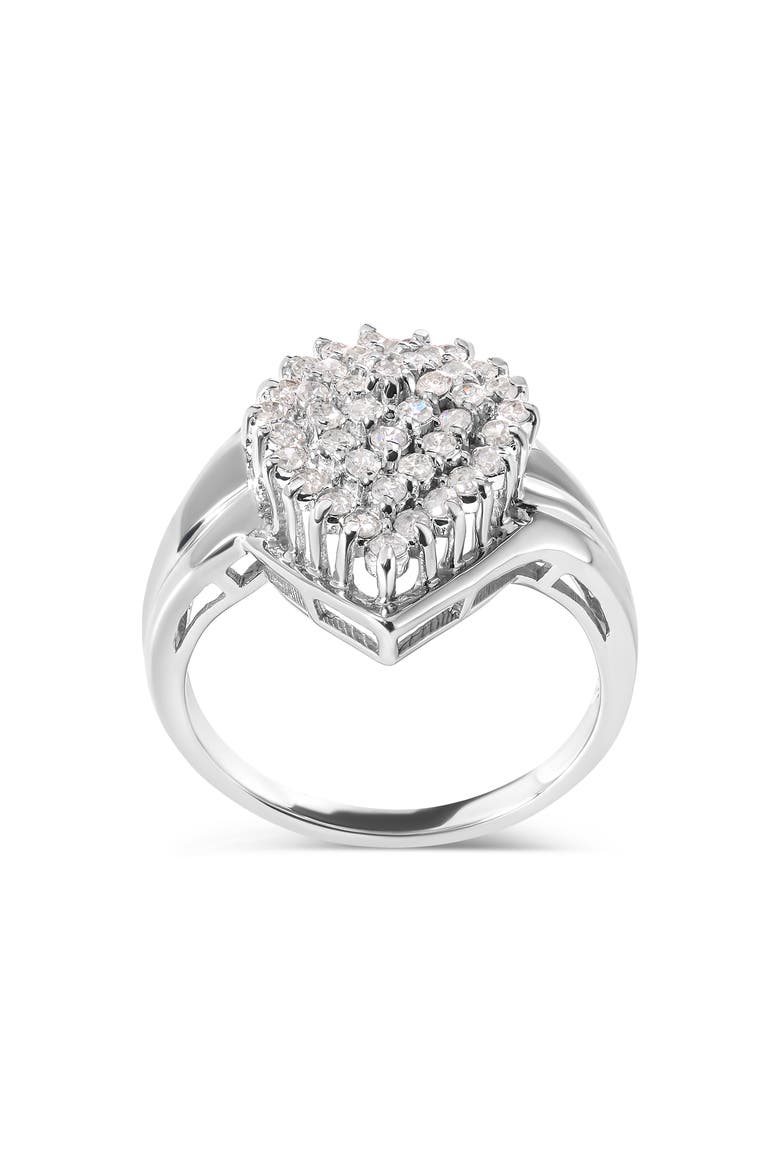 10K White Gold 1/2 Cttw Diamond Pear Shaped Cluster Ring, Alternate, color, White