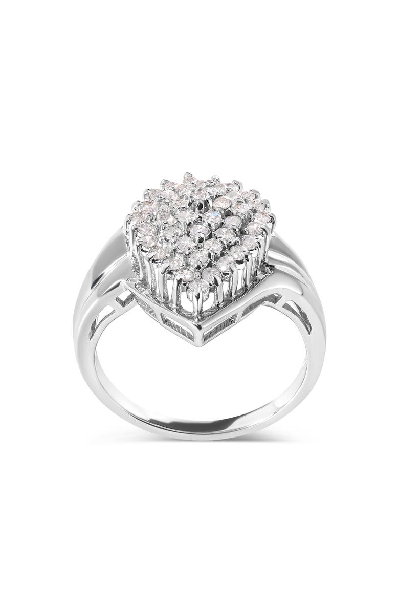 Haus of Brilliance 10K White Gold 1/2 Cttw Diamond Pear Shaped Cluster Ring, Alternate, color, White