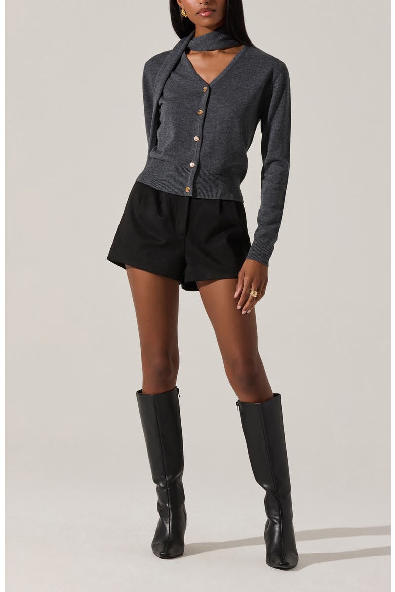 Glynne Scarf V-Neck Cardigan, Alternate, color, CHARCOAL