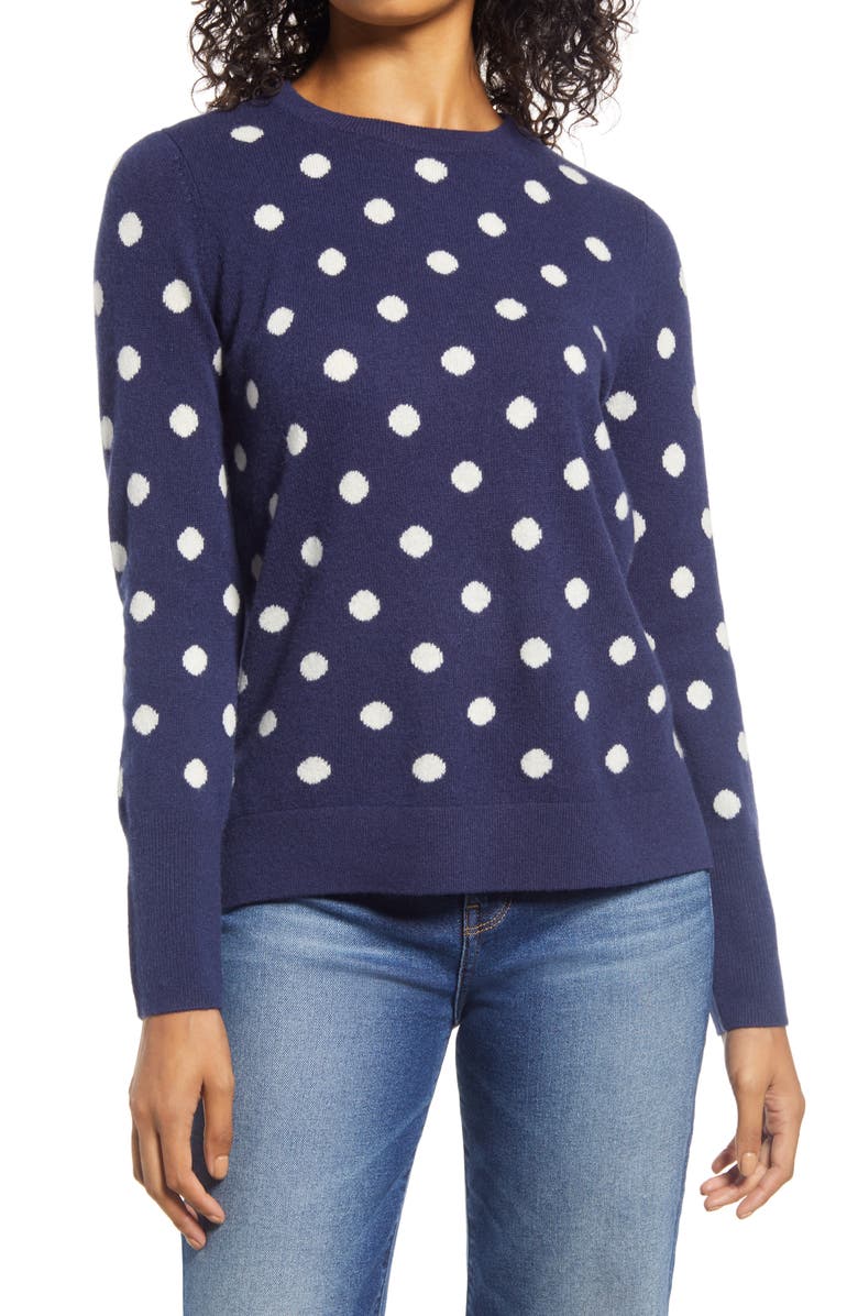 Halogen<sup>®</sup> Dot Crewneck Cashmere Sweater, Main, color,