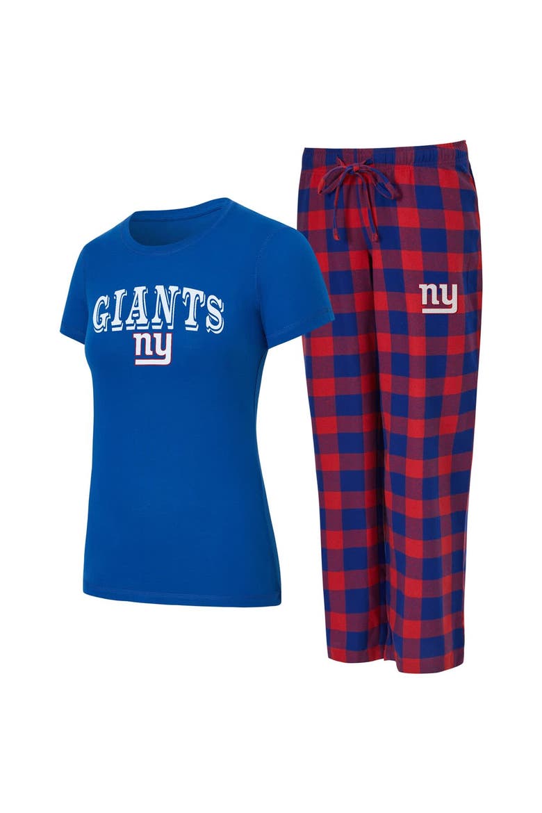 Women's Concepts Sport  Royal/Red New York Giants Avondale T-Shirt & Pants Flannel PJ Set, Main, color, Royal