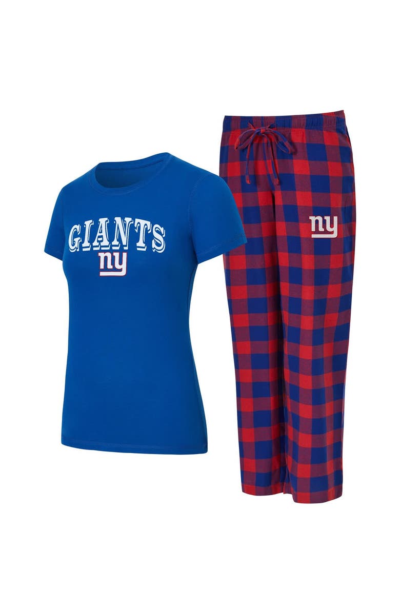 CONCEPTS SPORT Women's Concepts Sport Royal/Red New York Giants Avondale T-Shirt & Pants Flannel PJ Set, Main, color, Royal