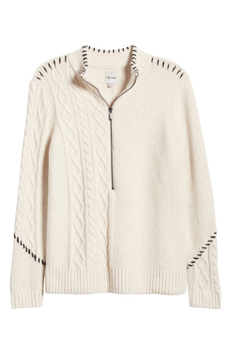 NIC+ZOE Placed Cable Half Zip Sweater, Alternate, color, 