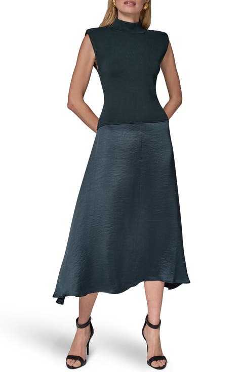 Sleeveless Mixed Media Midi Dress