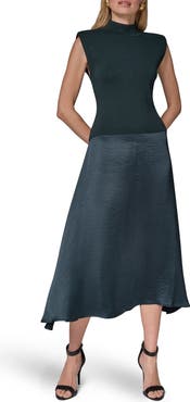 Donna Karan New York Sleeveless Mixed Media Midi Dress