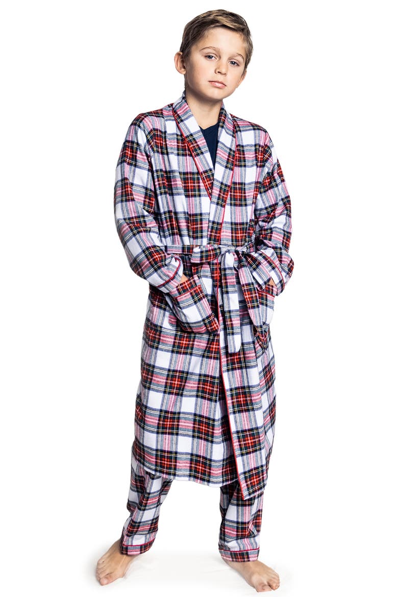 Kids' Balmoral Tartan Robe, Main, color, WHITE