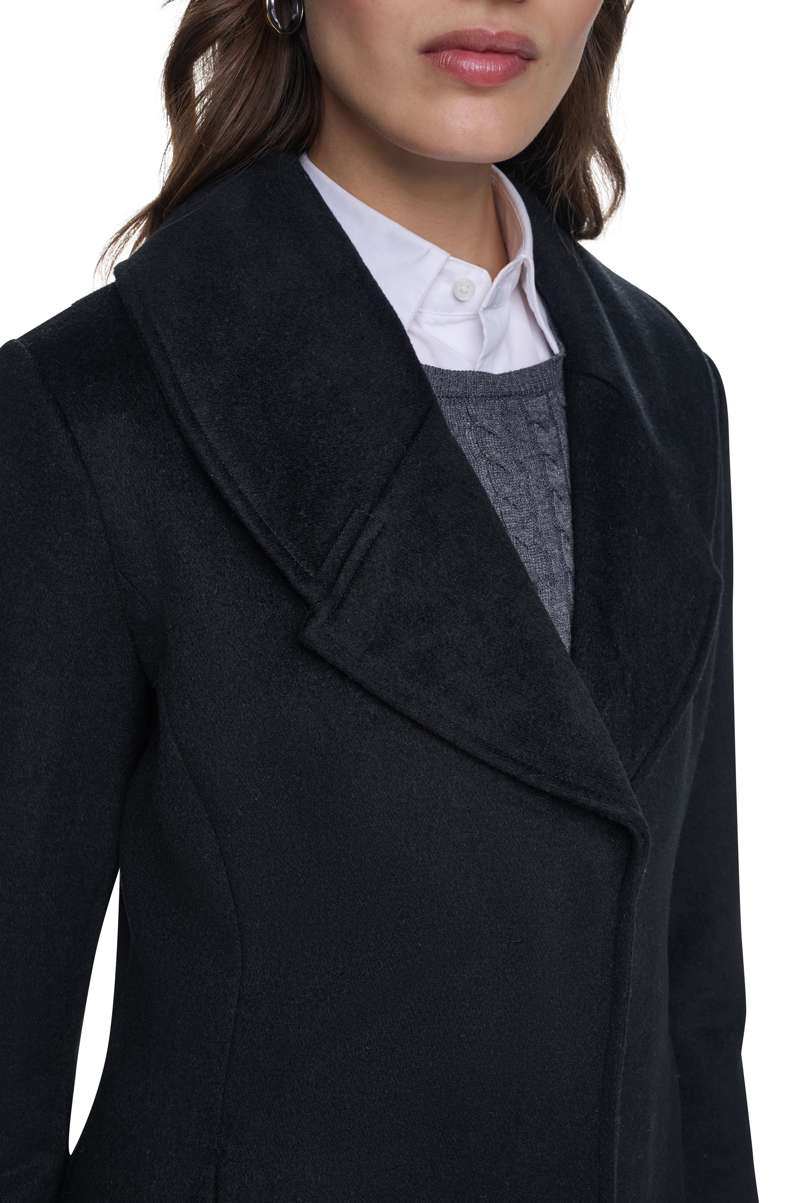 Женские куртки Cole Haan Signature Oversize Collar Wool Blend Coat — фото 5