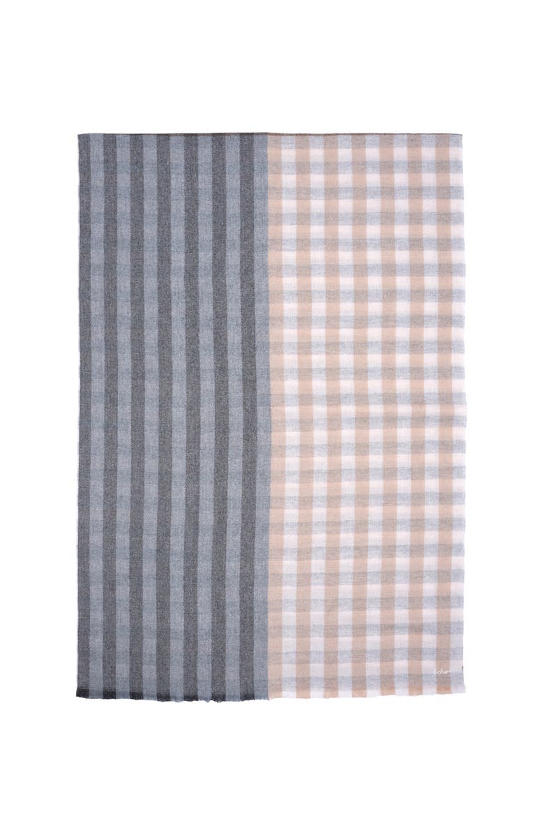Echo Quarter Check Wrap, Main, color, Heather Grey