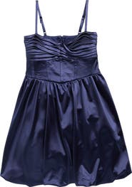 LOVE, NICKIE LEW Kids' Pleated Bubble Hem Satin Party Dress