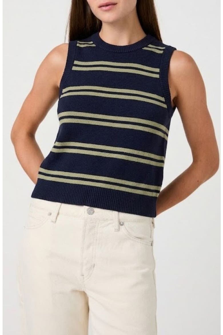 Hester Striped Rib Sweater Tank, Main, color, NAVY/ DUSTY GREEN STRIPE