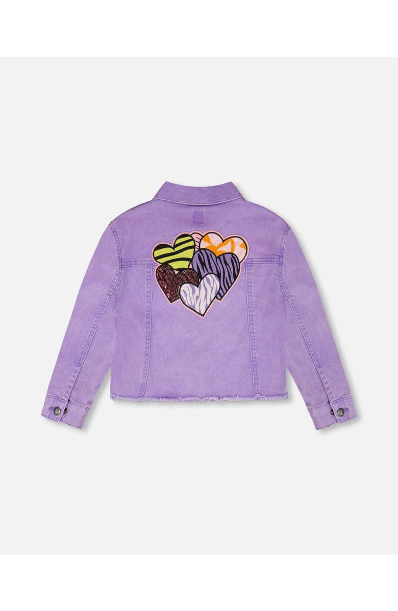 Deux par Deux Heart Embroidery Denim Jacket, Alternate, color, Mauve