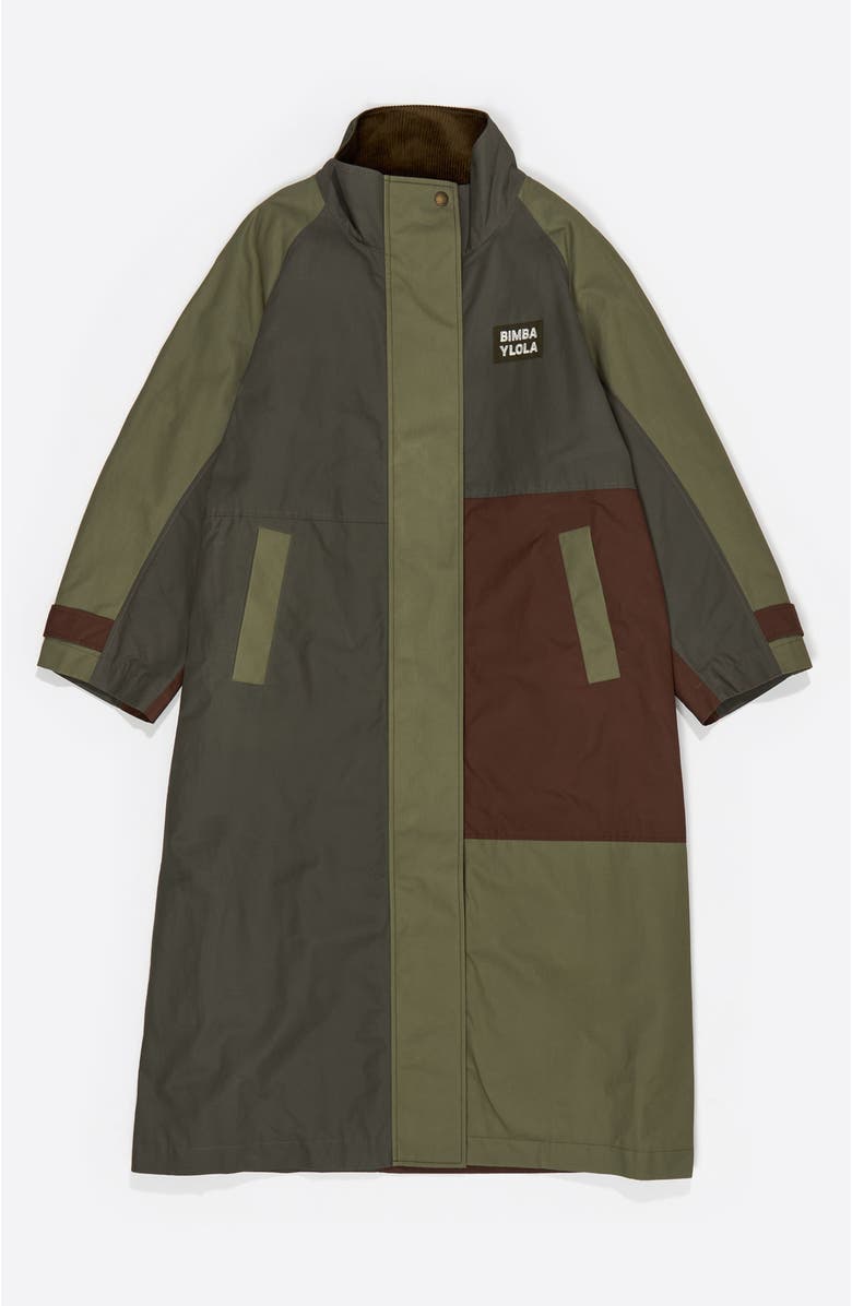 Bimba y Lola Patchwork Maxi Trench, Alternate, color, Khaki