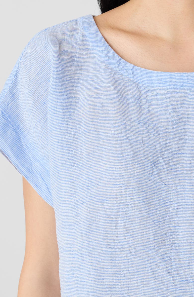 Eileen Fisher Stripe Crinkle Organic Linen Top, Alternate, color, Ultma
