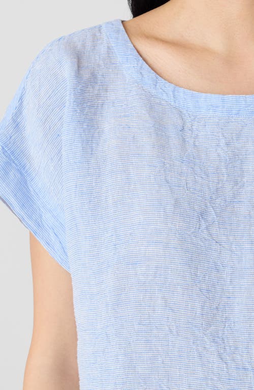Eileen Fisher Stripe Crinkle Organic Linen Top In Ultma