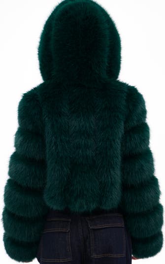 Jolene Faux Fur Hooded Crop Jacket