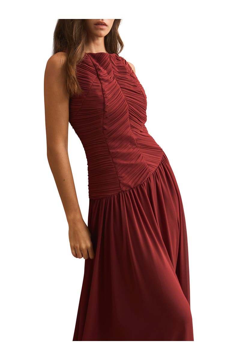MINT VELVET Ruched Detail Midi Dress, Alternate, color, Burgundy