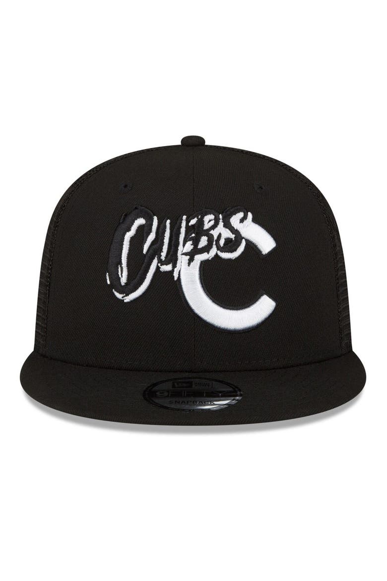 Men's New Era Black Chicago Cubs Street Trucker 9FIFTY Snapback Hat, Alternate, color, Black
