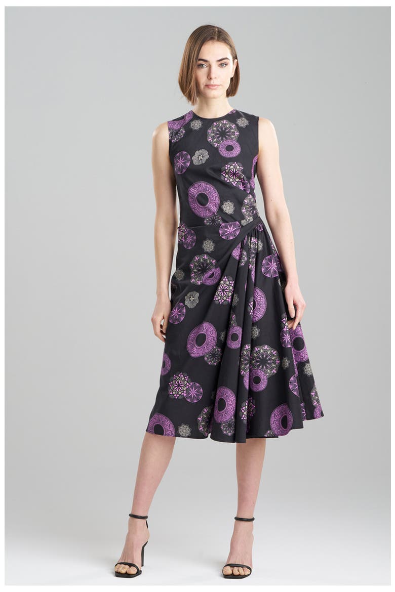 Ikigai Sleeveless Side Drape Dress, Main, color, BLACK