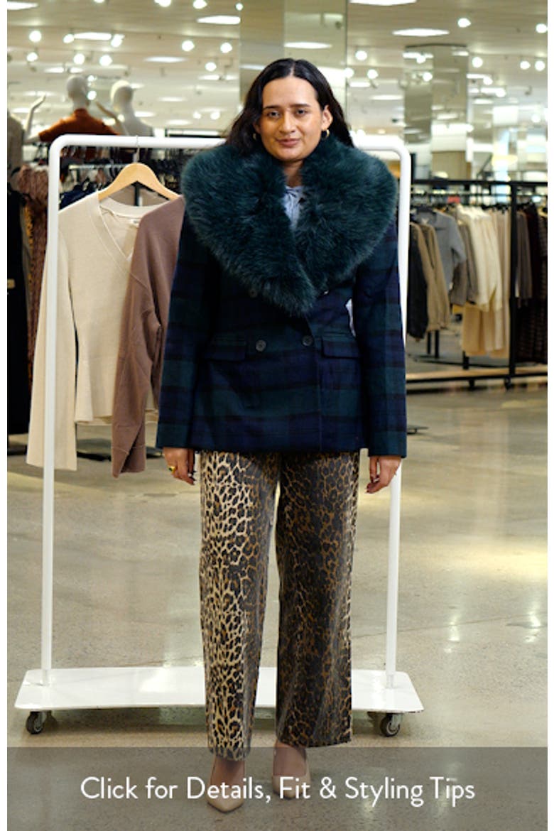 Plaid Faux Fur Collar Wool Blend Blazer video