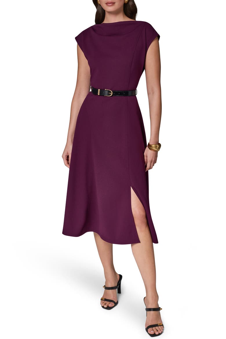 Cap Sleeve A-Line Dress, Main, color, BERRY