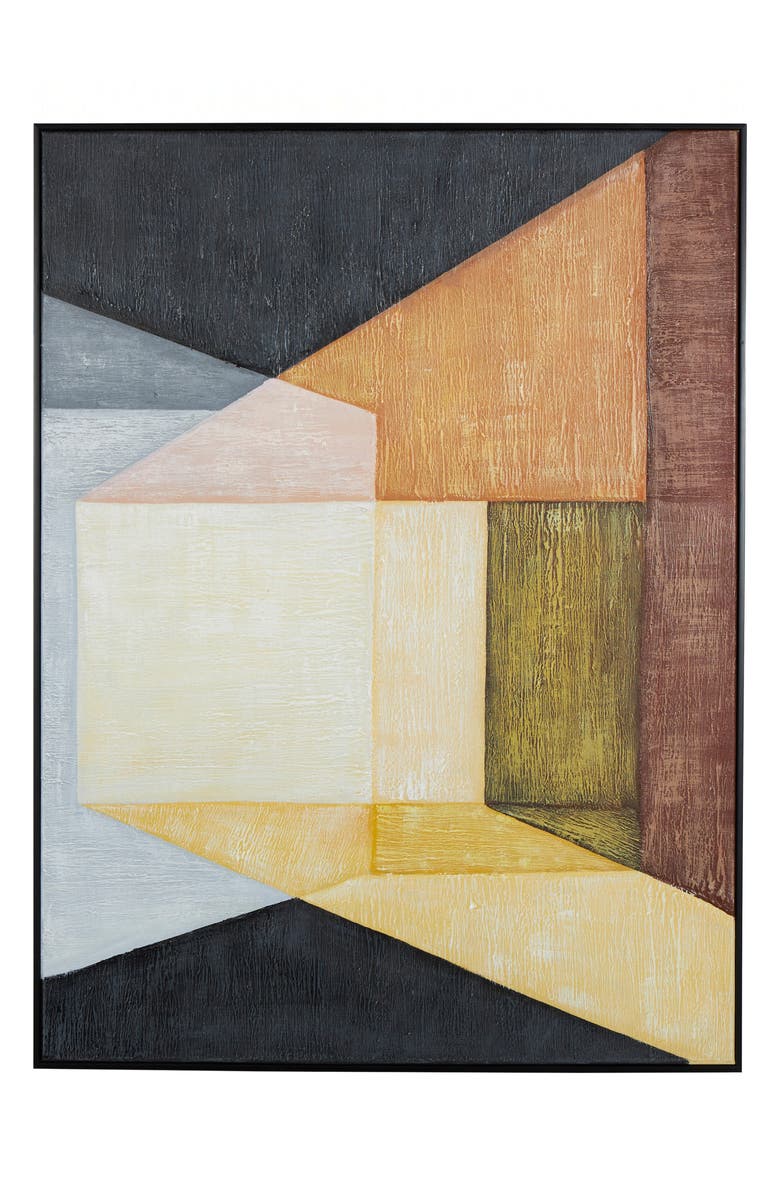 GINGER BIRCH STUDIO Blue Abstract Canvas Framed Wall Art, Main, color, Blue