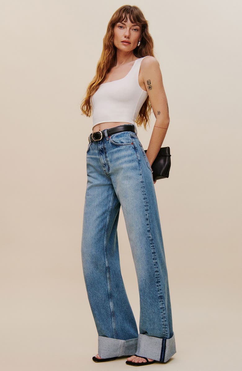 Reformation Cary Cuffed High Waist Slouchy Wide Leg Jeans, Alternate, color,