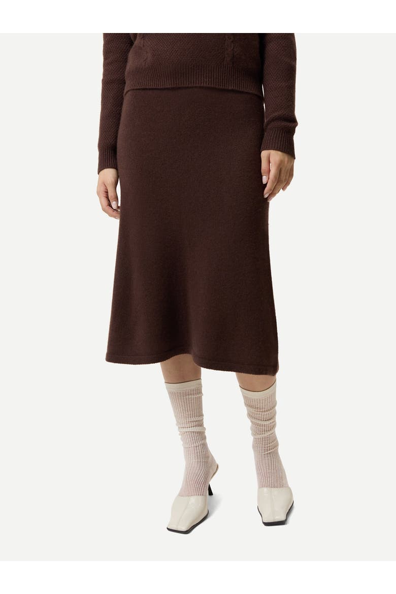 A-Line Cashmere Knitted Skirt, Alternate, color, cocoa