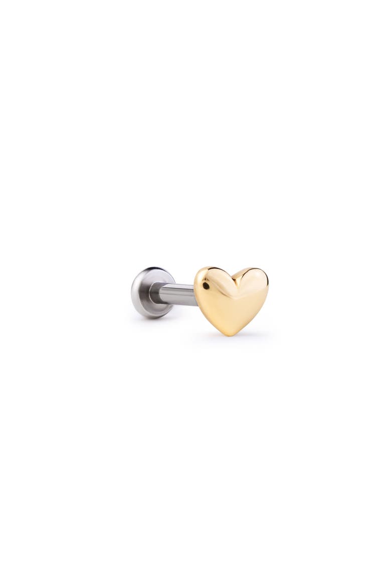 Solid Yellow Gold - Heart Flatback Single Stud, Main, color, Gold