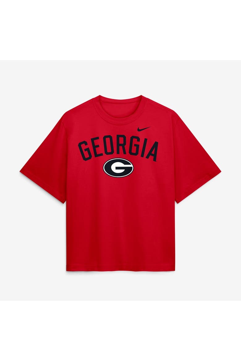 Women's Nike  Red Georgia Bulldogs Arch Logo Boxy T-Shirt, Main, color, Red