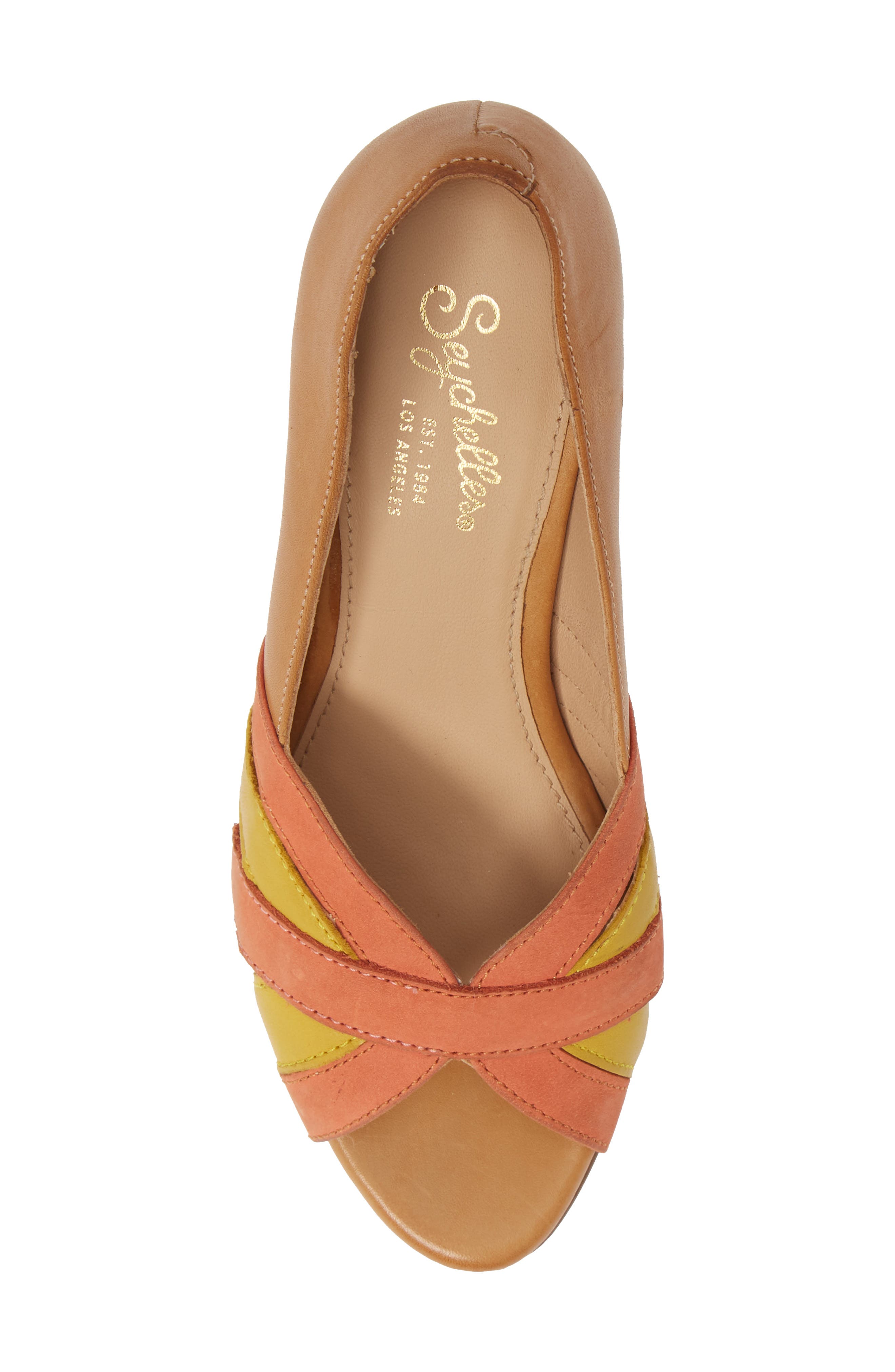 Pennant Peep Toe Pump, Alternate, color, TAN MULTI LEATHER