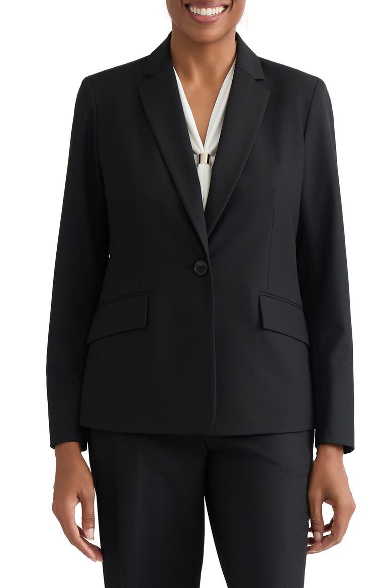 Washable One-Button Jacket, Main, color, BLACK