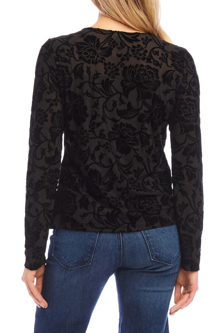 Floral Velvet Burnout Top, Alternate, color, BLACK