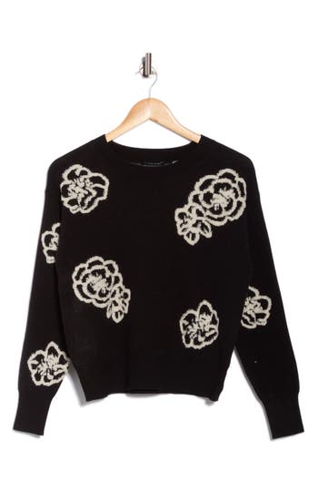 T Tahari Floral Crop Sweater In Multi