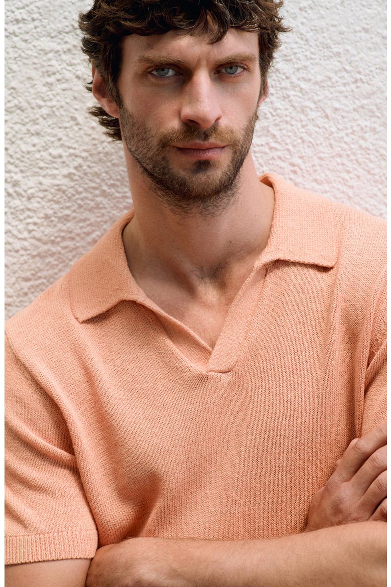 Microstructure Cotton Blend Polo, Alternate, color, DARK ORANGE