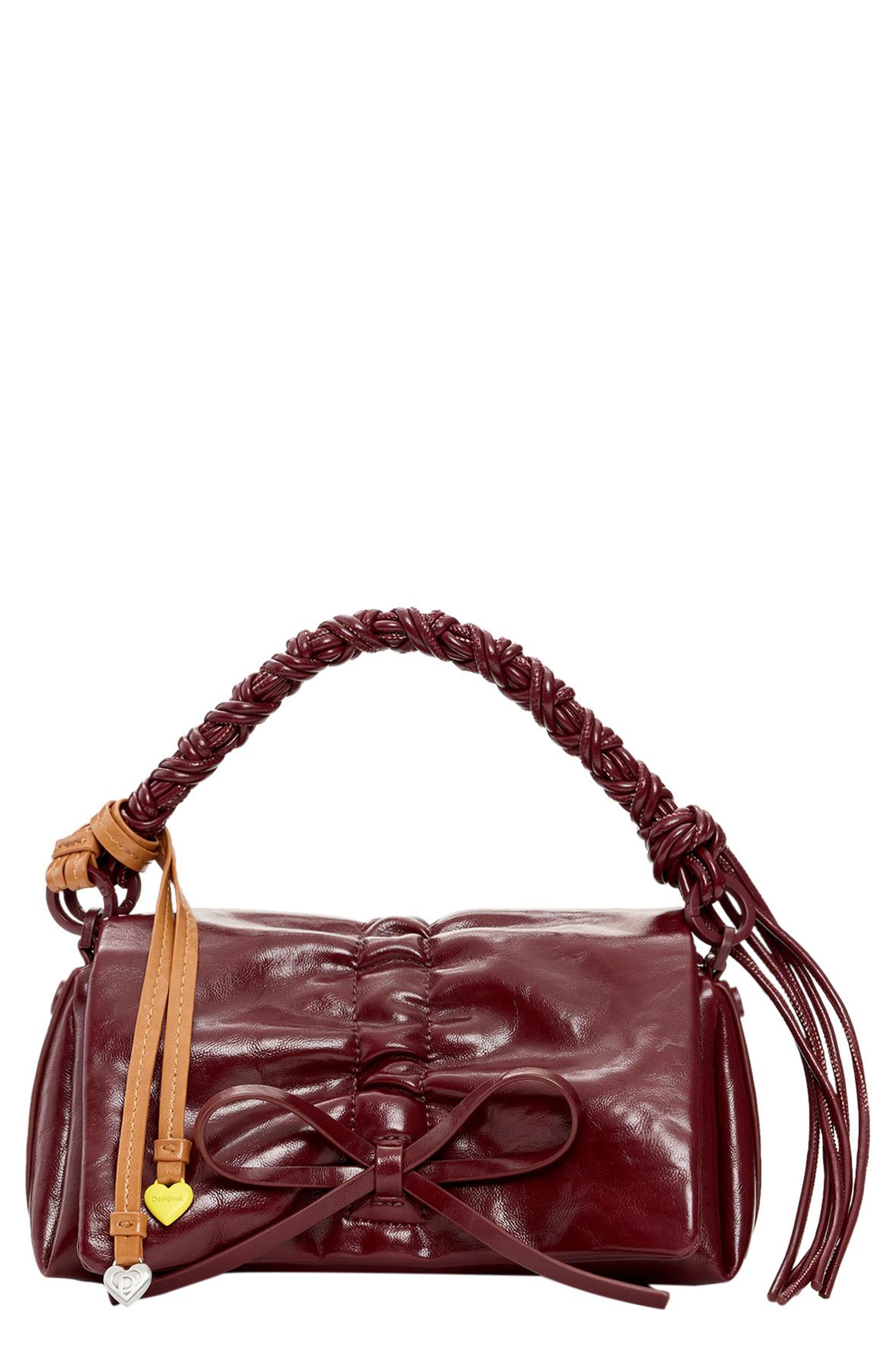 Desigual Faux Leather Shoulder Bag, Main, color, Burgundy