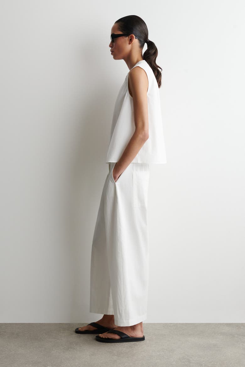 Pleated Sleeveless Top, Alternate, color, WHITE