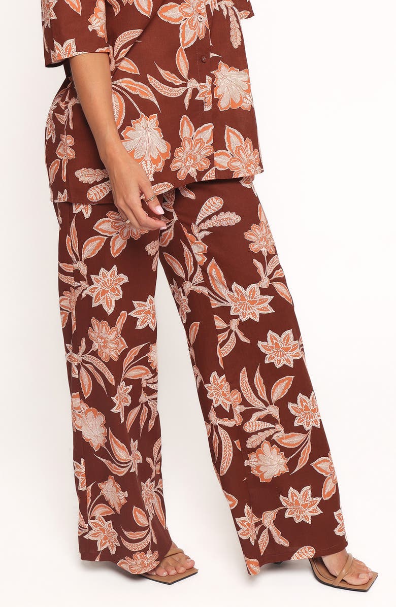 Petal & Pup Samira Floral Cotton Blend Wide Leg Pants, Alternate, color, Orange Floral