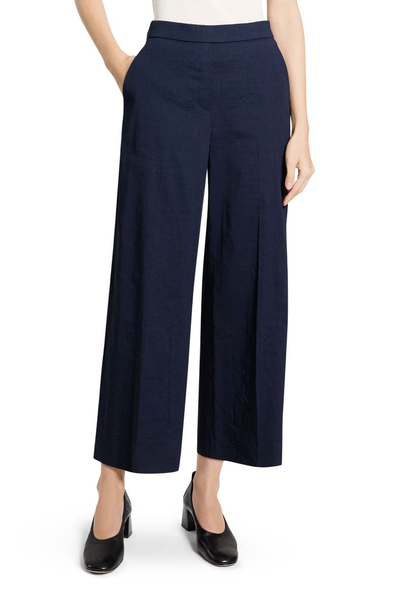 Classic Straight Leg Linen Blend Pants, Main, color, MIDNIGHT NAVY