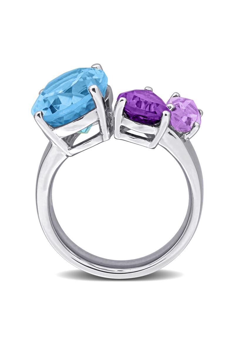 Gemstone Open Cocktail Ring Sterling Silver, Alternate, color, Blue Topaz