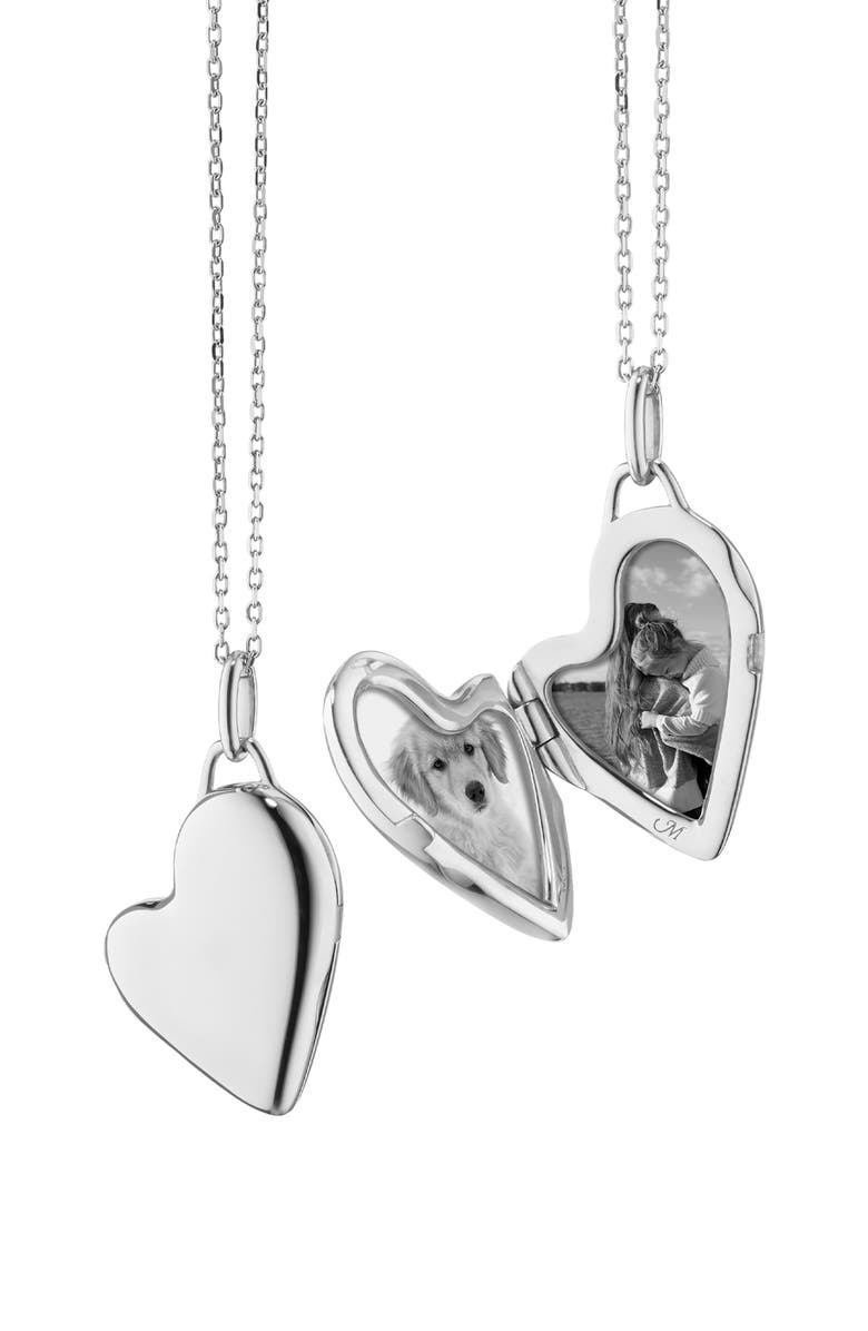 Monica Rich Kosann Petite Heart Locket Necklace, Alternate, color, Silver