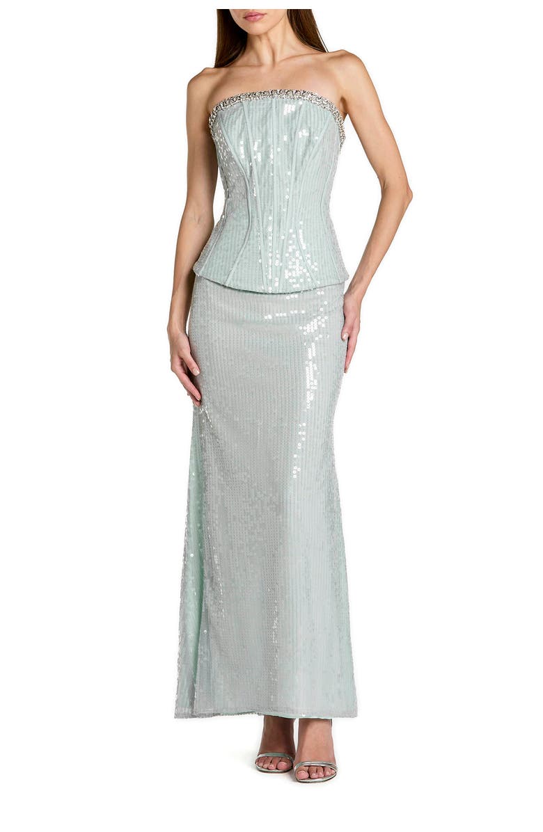 Mac Duggal Strapless Sequin Peplum Gown With Rhinestone Trim, Main, color, Pale Blue