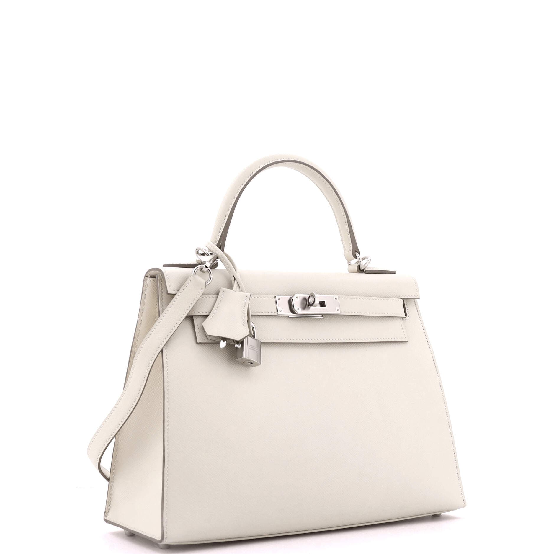 Pre-Owned Hermes Kelly Handbag Light Epsom with Palladium Hardware 28, Alternate, color, Craie