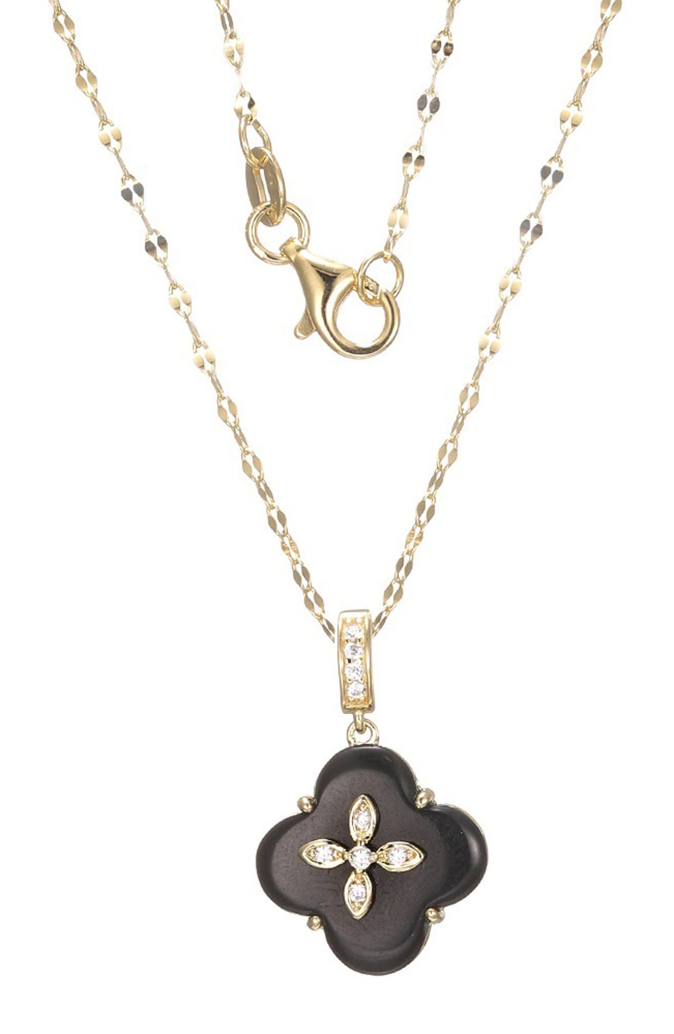 FZN Onyx Clover Pendant Necklace
