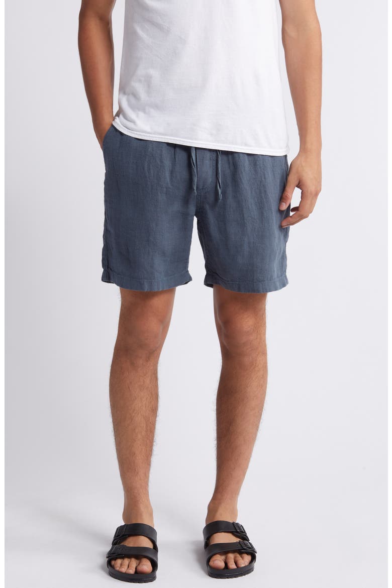Essential Linen Shorts, Main, color, LOOK OUT NAVY