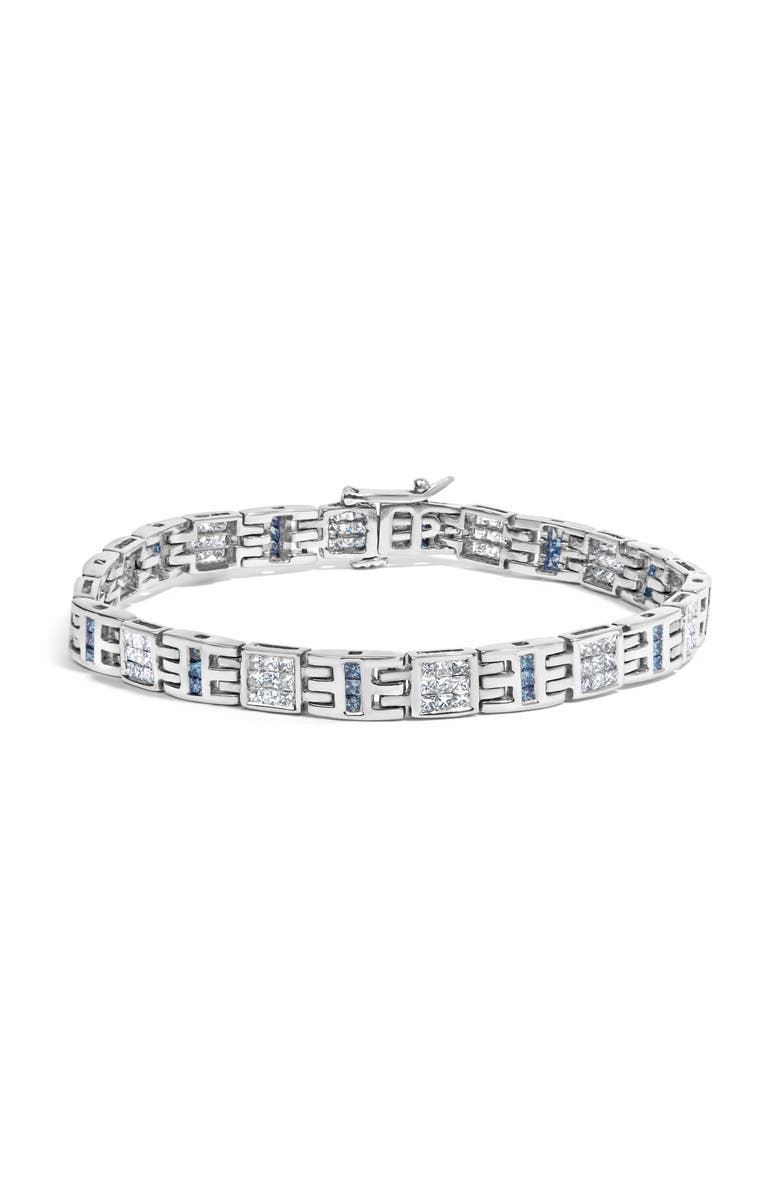 Haus of Brilliance 14K White Gold Princess 3.00 cttw Blue Diamond Link Bracelet, Main, color, White