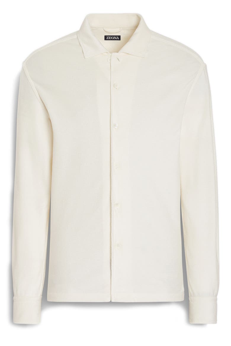 Sponge Cotton & Silk Knit Button-Up Shirt, Alternate, color, CALCARE