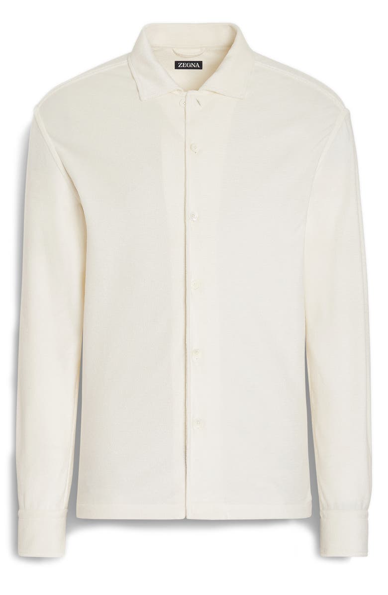 ZEGNA Sponge Cotton & Silk Knit Button-Up Shirt, Alternate, color, 