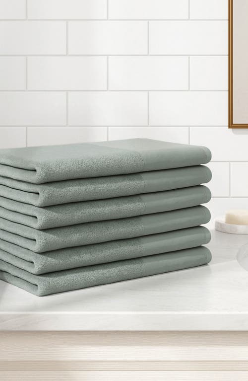 Woven & Weft Border 6-piece Cotton Hand Towels In Green